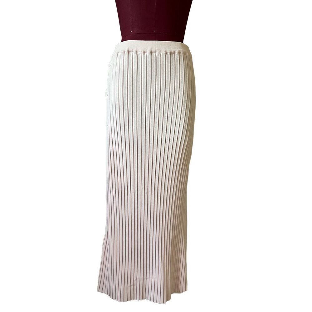Modern Citizen Ribbed Knit Pink Midi Skirt Buttons Decor sz Medium